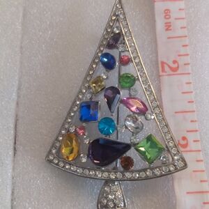 Multicolor Gemstone Christmas Tree Brooch